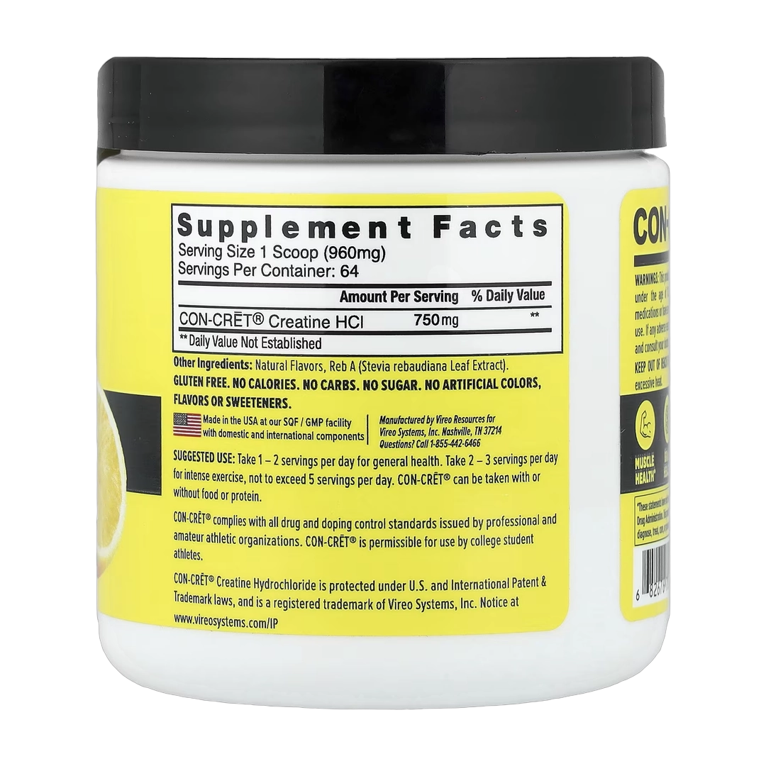 Con-Cret, Creatine HCl, Lemon-Lime, 2.2 oz (61.4 g)