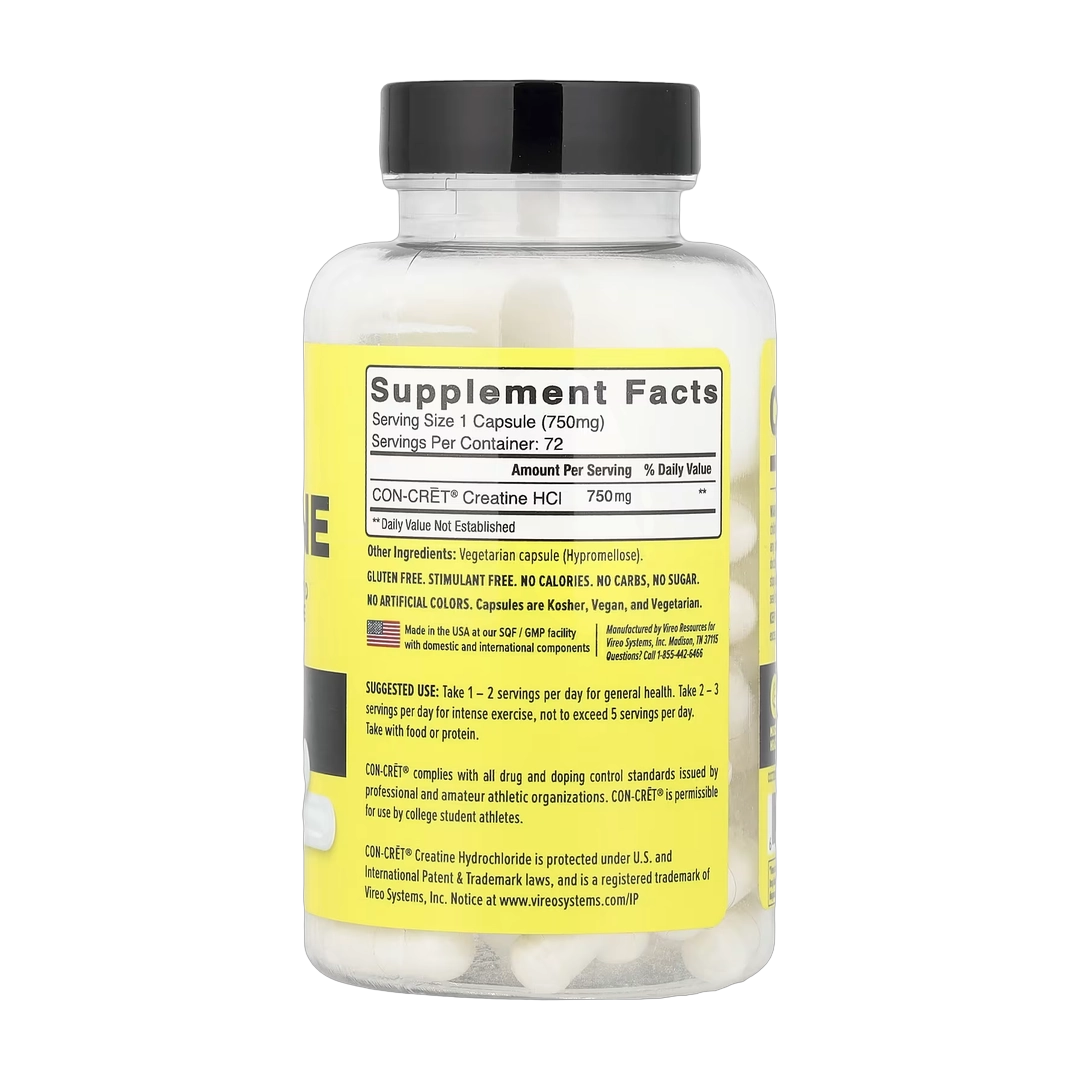 Con-Cret, Creatine HCl, 72 Capsules (750 mg per Capsule)