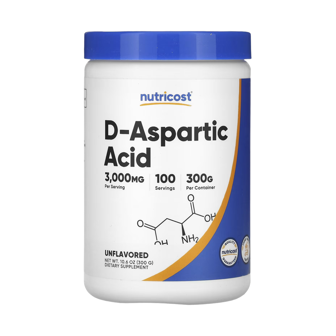 Nutricost, D-Aspartic Acid, Unflavored, 10.6 oz, 300 g front packaging view