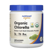 Nutricost, Organic Chlorella, Unflavored, 8 oz, 227 g front packaging view