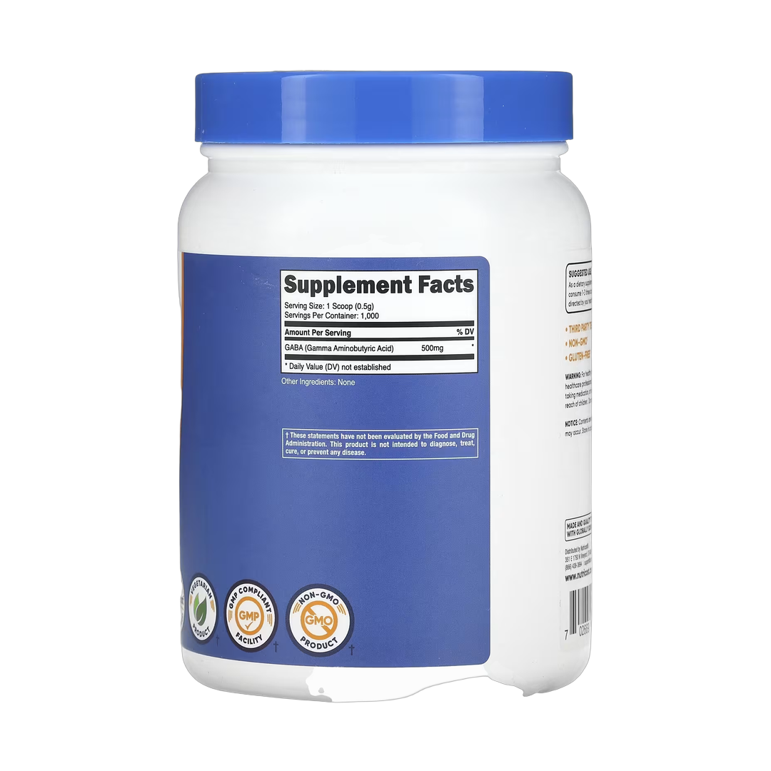 Nutricost, GABA, Unflavored, 17.6 oz, 500 g back packaging view