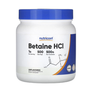 Nutricost, Betaine HCI, Unflavored, 18.1 oz, 507 g front packaging view