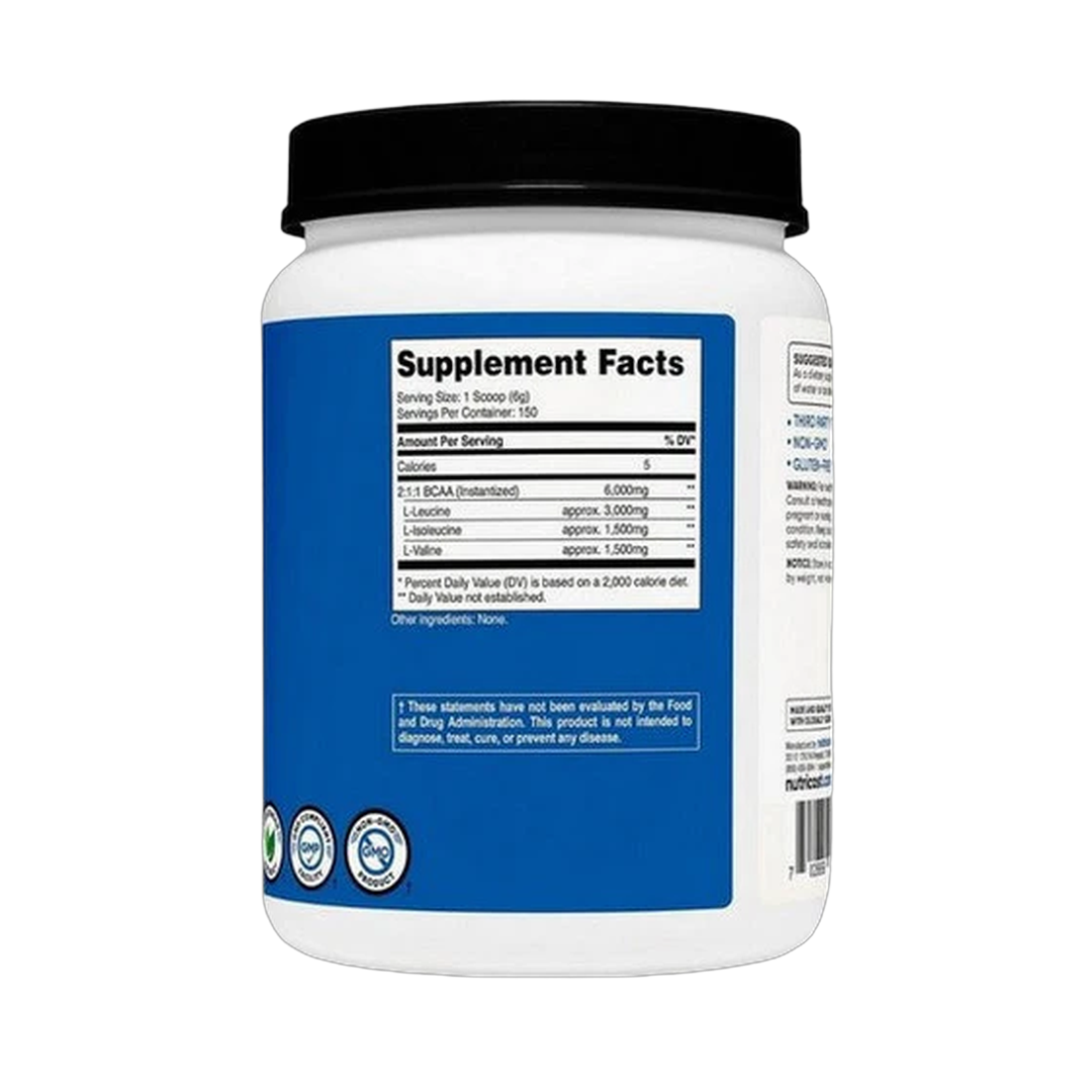 Nutricost, Performance, BCAA Powder, Unflavored, 2 lb, 900 g back packaging view
