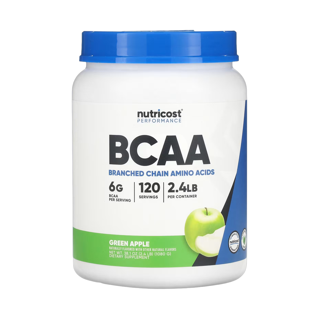 Nutricost, Performance, BCAA, Green Apple, 2.4 lb, 1,080 g front packaging view