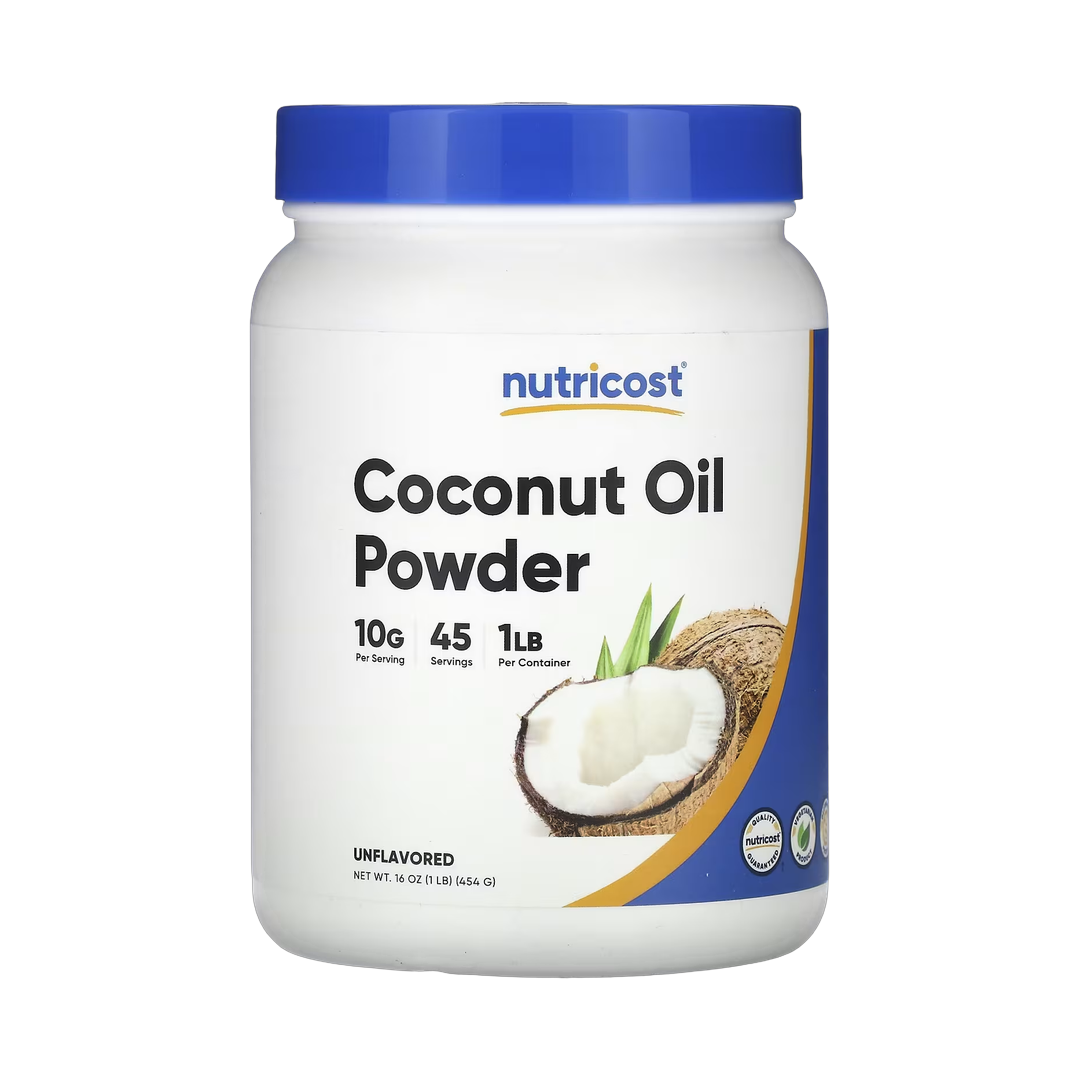 Nutricost, Coconut Oil Powder, Unflavored, 16 oz, 454 g front packaging view