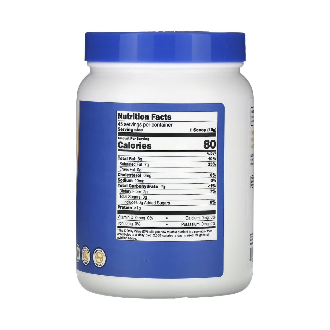 Nutricost, Coconut Oil Powder, Unflavored, 16 oz, 454 g back packaging view