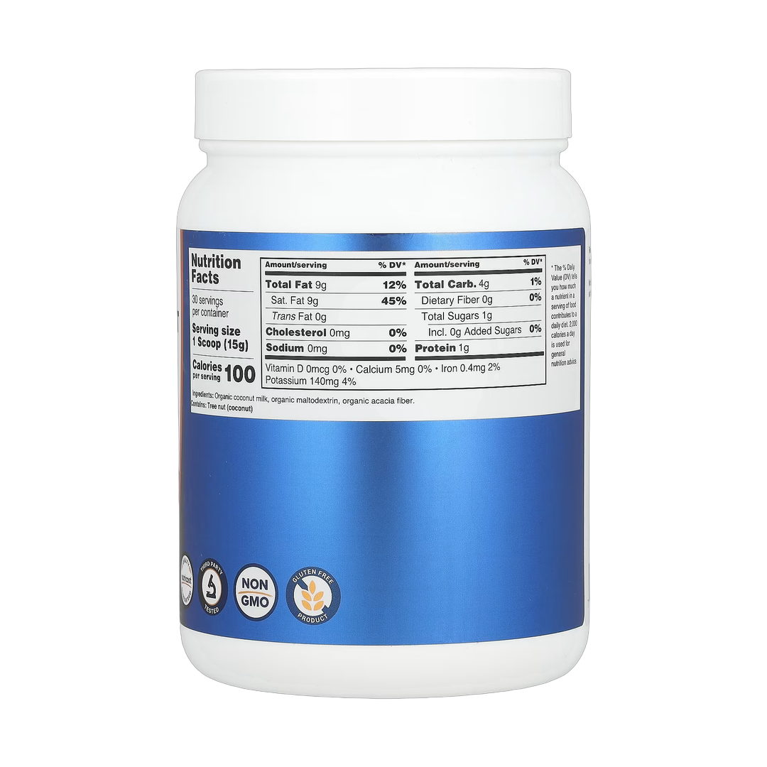 Nutricost, Organic Coconut Milk Powder, Unflavored, 1 lbs, 454 g back packaging view