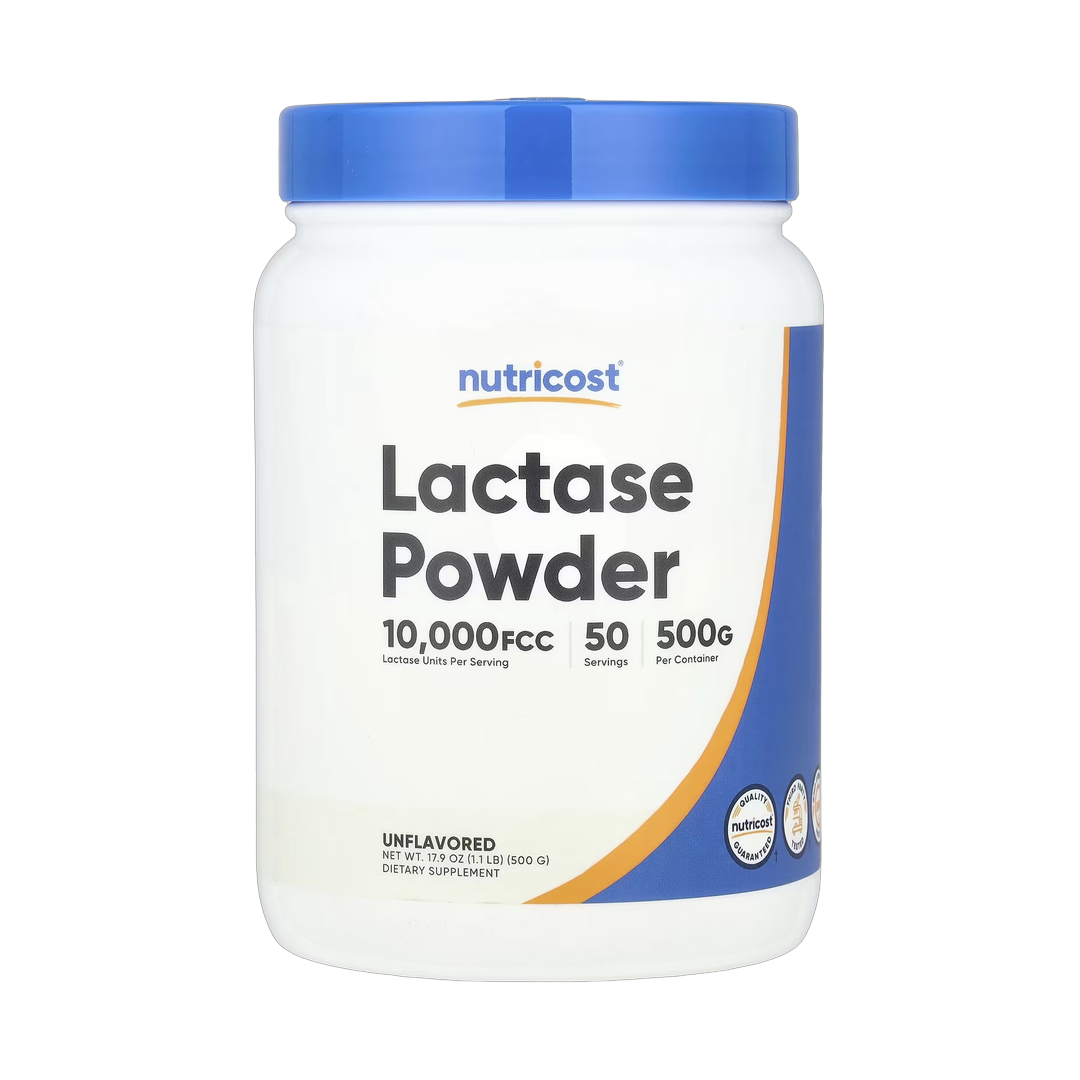 Nutricost, Lactase Powder, Unflavored, 1.1 lb, 500 g front packaging view