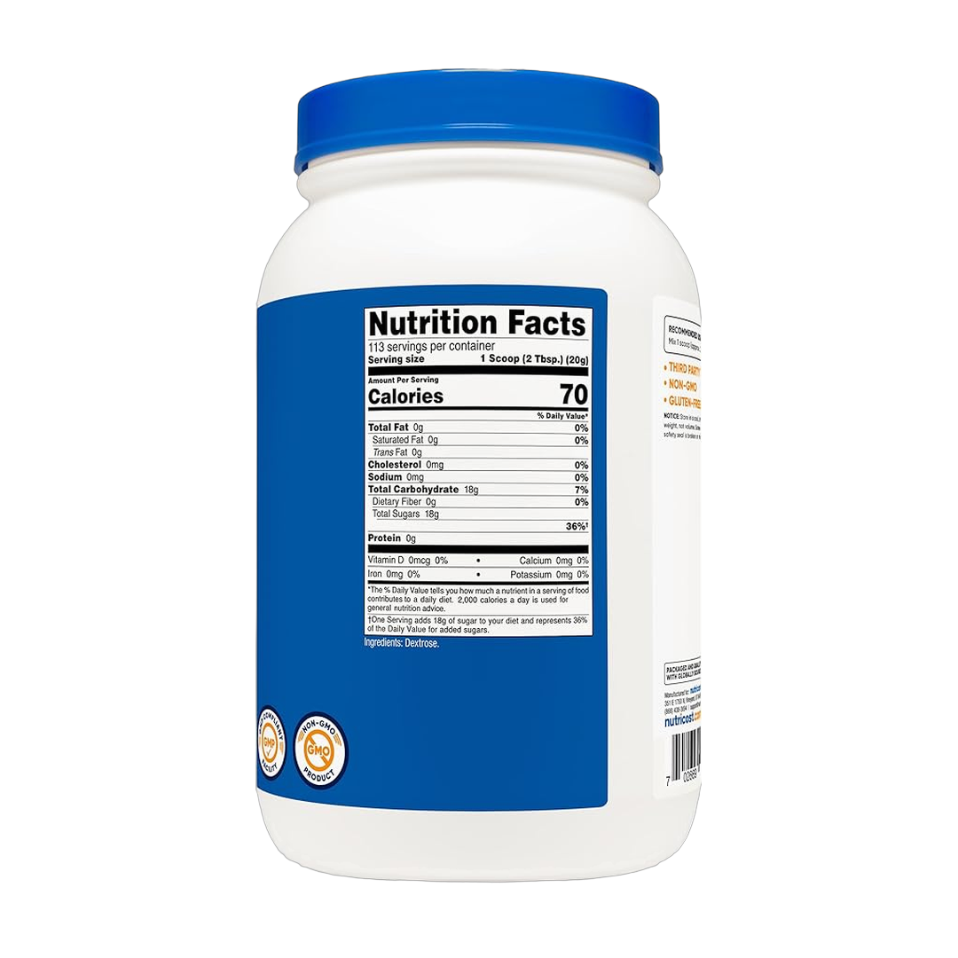 Nutricost, Dextrose, 5 lb, 2,268 g back packaging view