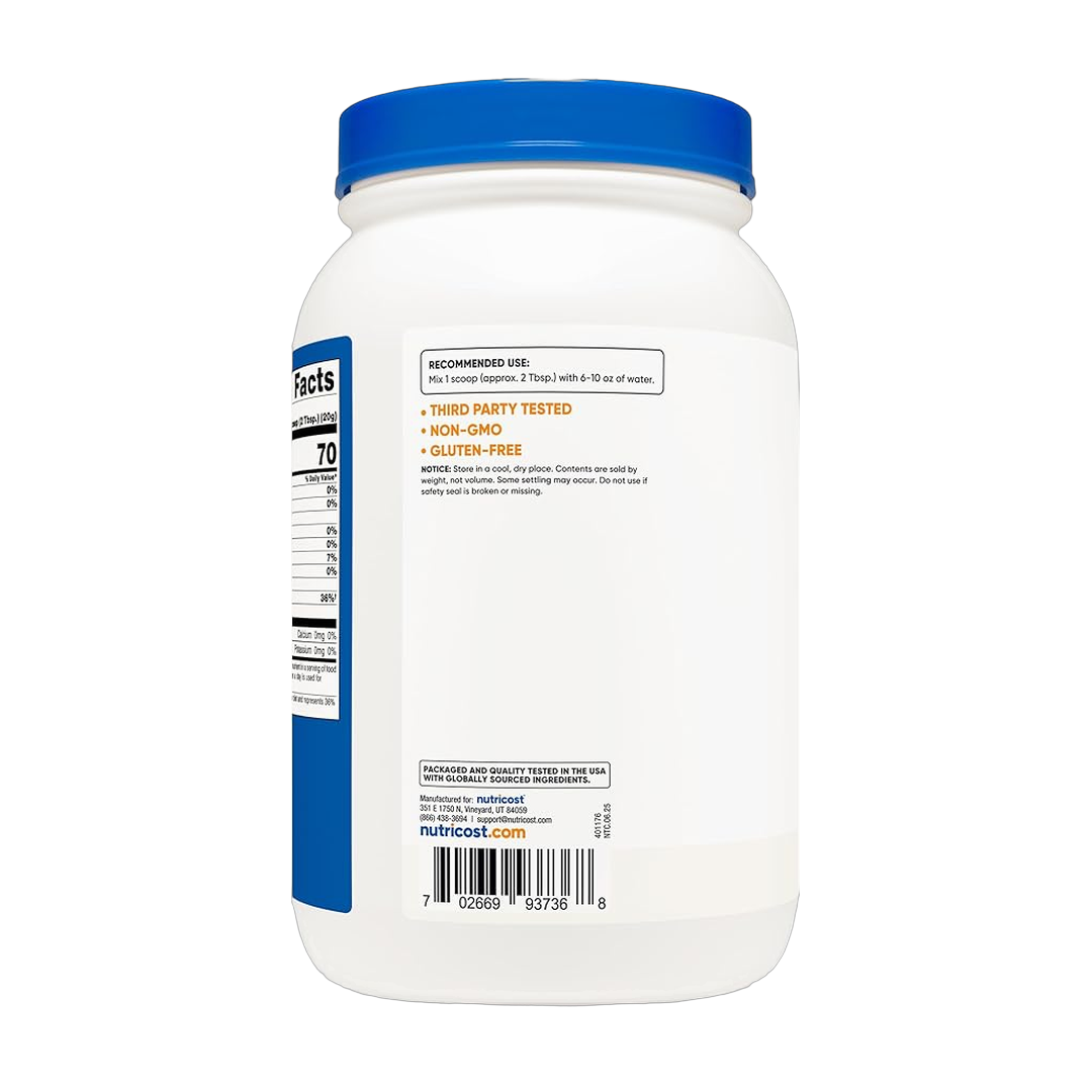 Nutricost, Dextrose, 5 lb, 2,268 g packaging side view