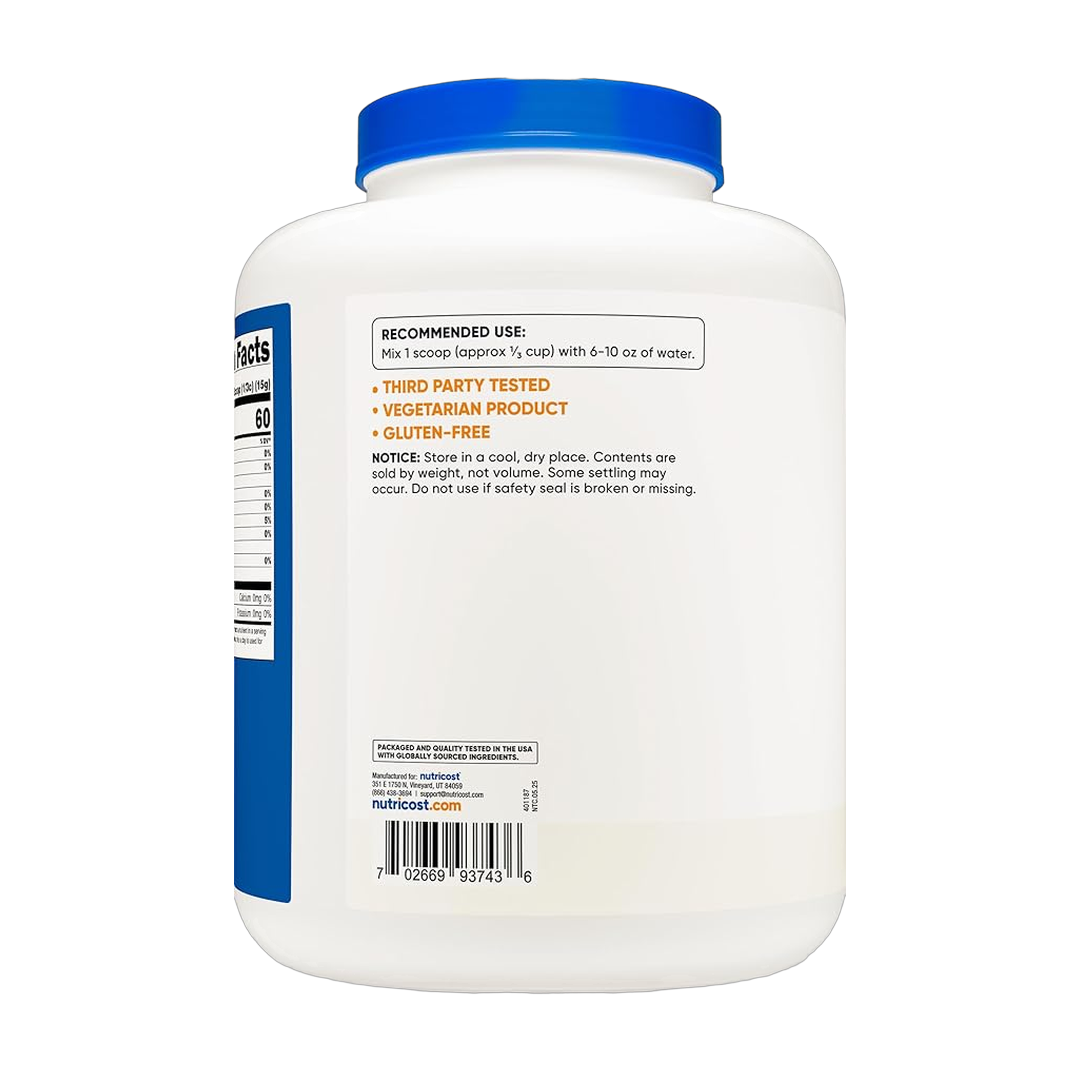 Nutricost, Maltodextrin, Unflavored, 8 lb packaging side view