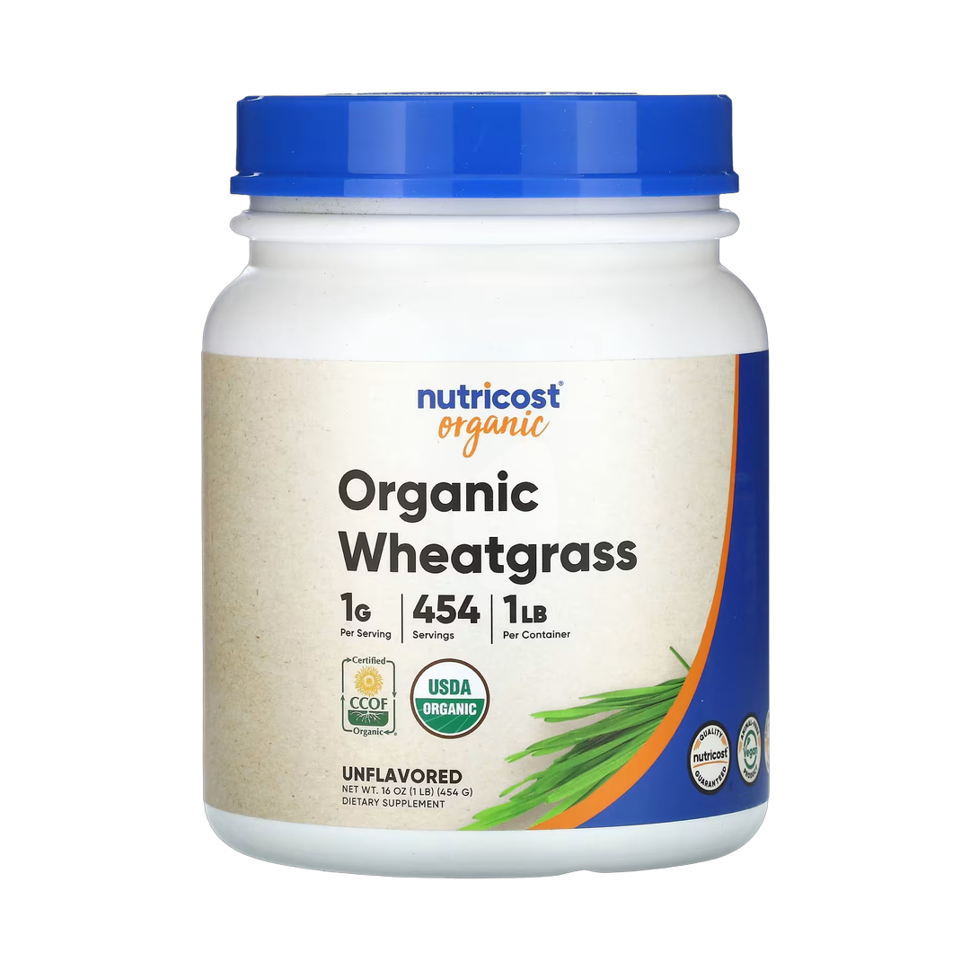 Nutricost, Organic Wheatgrass, Unflavored, 16 oz, 454 g front packaging view