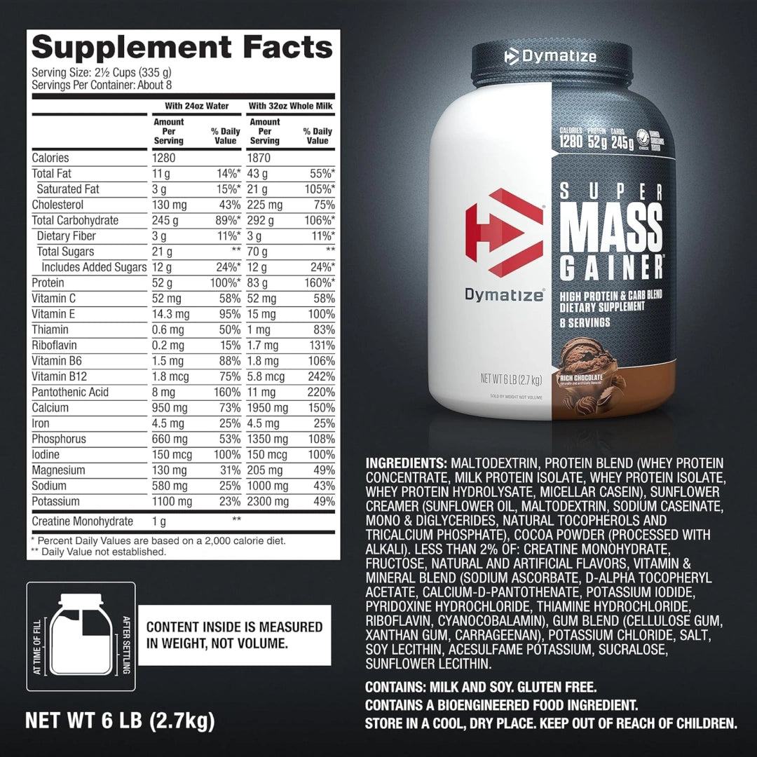 Dymatize, Super Mass Gainer™, Rich Chocolate, 6 lb (2.7 kg)