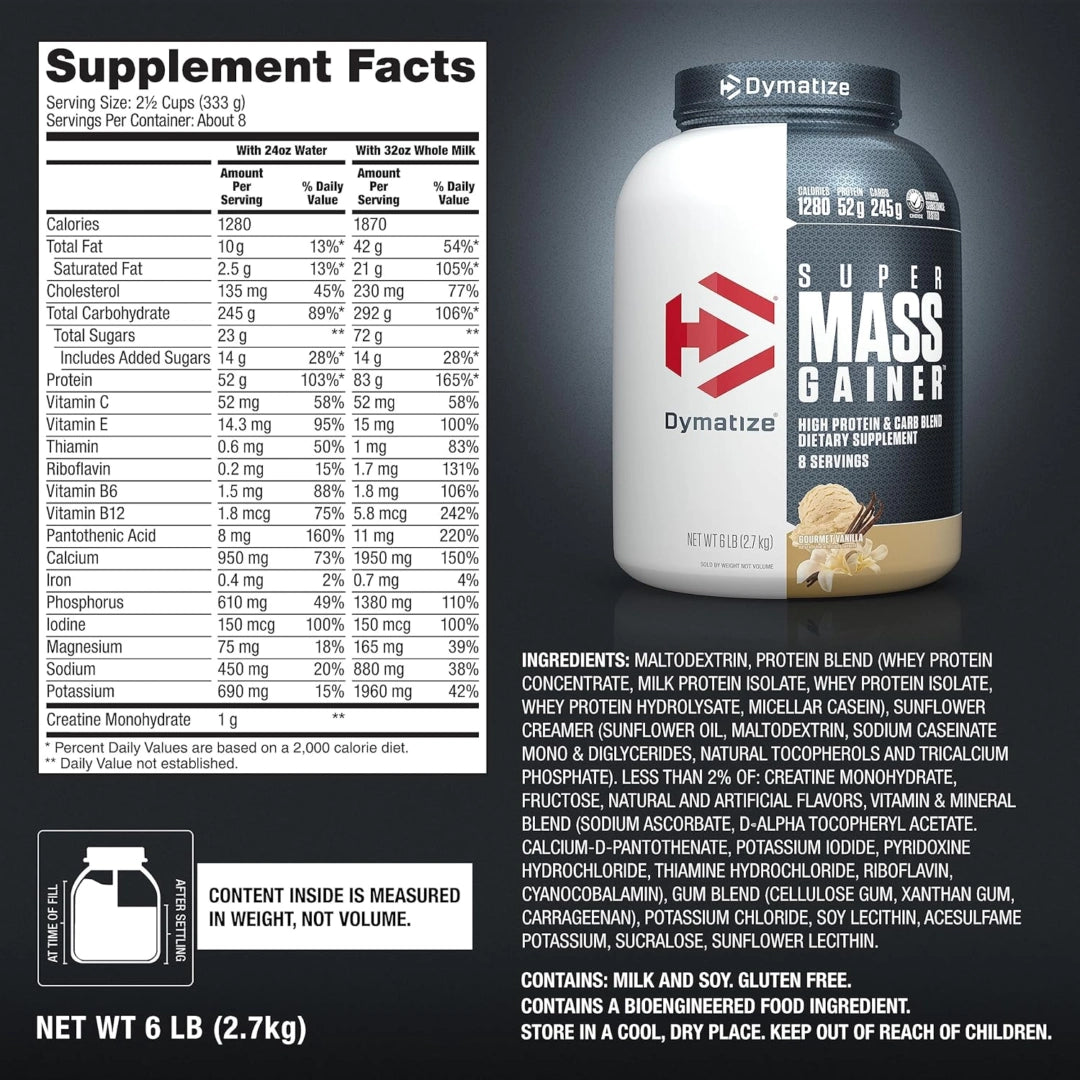 Dymatize, Super Mass Gainer™, Gourmet Vanilla, 6 lbs (2.7 kg)