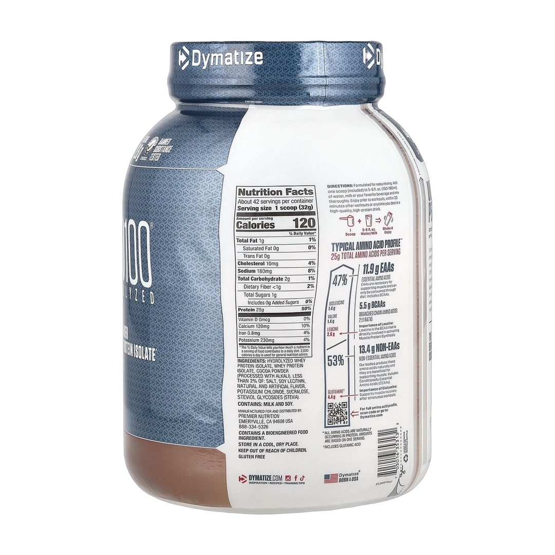 Dymatize, ISO100® Hydrolyzed, 100% Whey Protein Isolate, Gourmet Chocolate, 3 lb (1.37 kg)