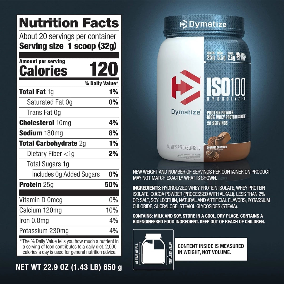Dymatize, ISO100® Hydrolyzed, 100% Whey Protein Isolate, Gourmet Chocolate, 3 lb (1.37 kg)