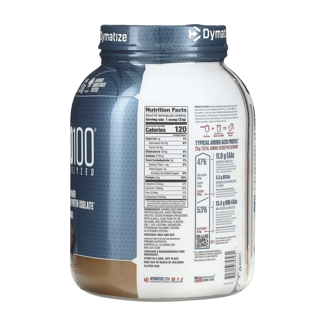 Dymatize, ISO100® Hydrolyzed, 100% Whey Protein Isolate, Fudge Brownie, 3 lb (1.37 kg)