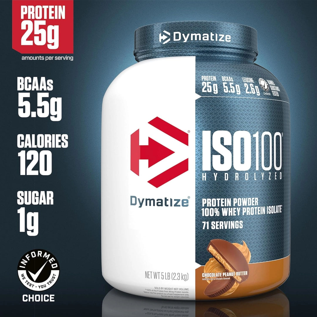Dymatize, ISO100® Hydrolyzed, 100% Whey Protein Isolate, Chocolate Peanut Butter, 5 lb (2.3 kg)