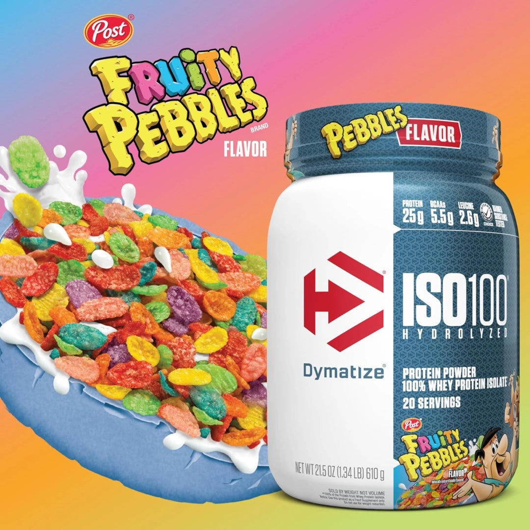 Dymatize, ISO100® Hydrolyzed, 100% Whey Protein Isolate, Fruity Pebbles, 1.34 lbs (610 g)
