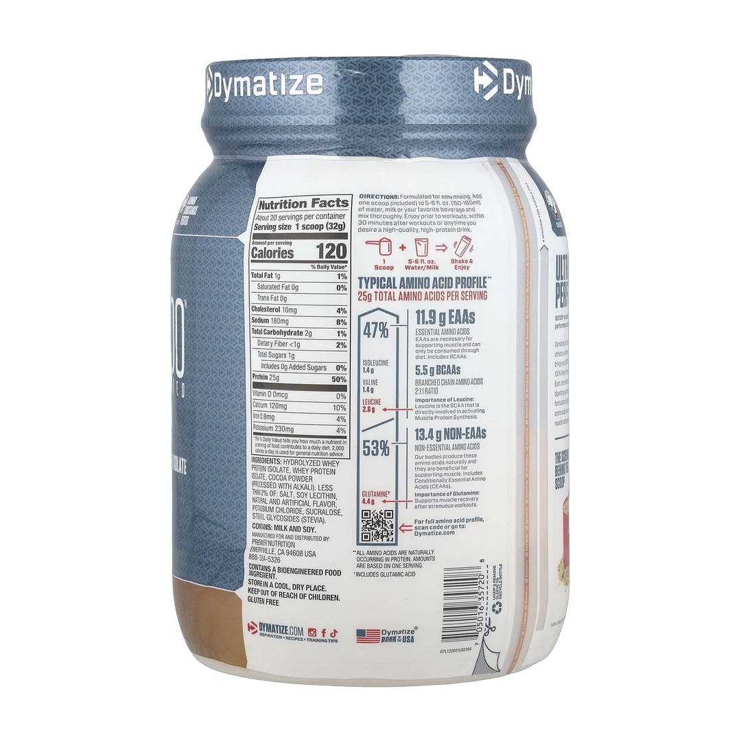 Dymatize, ISO100® Hydrolyzed, 100% Whey Protein Isolate, Gourmet Chocolate, 1.43 lb (650 g)
