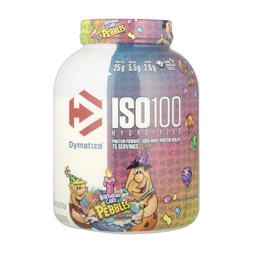 Dymatize, ISO100® Hydrolyzed, 100% Whey Protein Isolate, Birthday Cake Pebbles, 5 lb (2.3 kg)