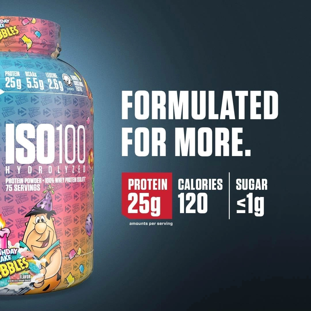 Dymatize, ISO100® Hydrolyzed, 100% Whey Protein Isolate, Birthday Cake Pebbles, 5 lb (2.3 kg)