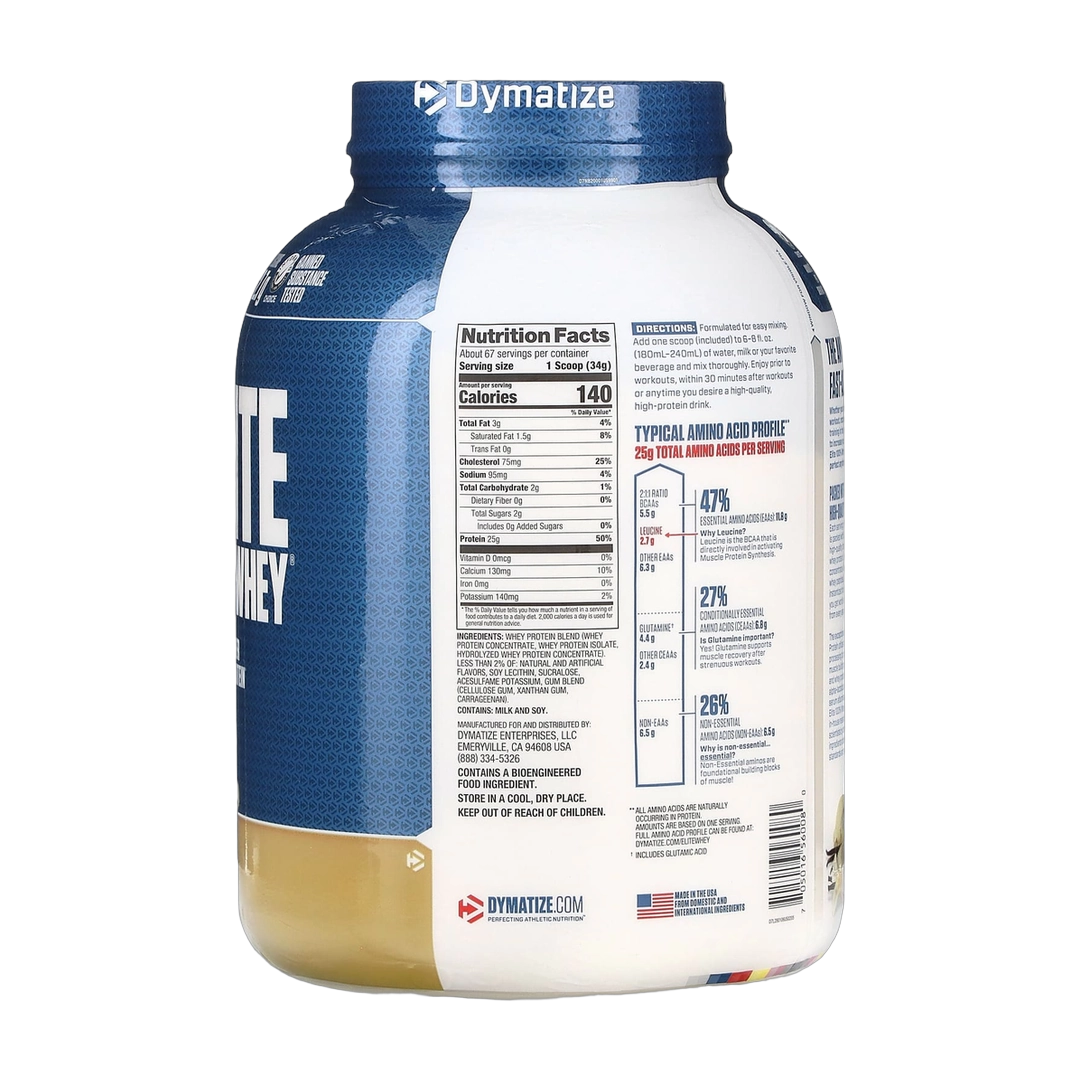 Dymatize, Elite 100% Whey Protein Powder, Gourmet Vanilla, 5 lbs (2.3 kg)