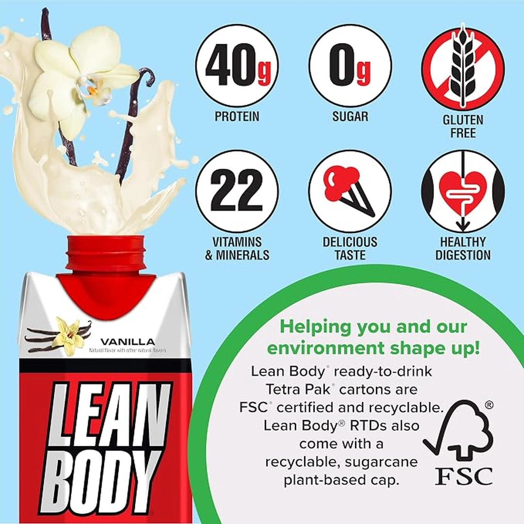 Labrada Nutrition, Lean Body Ready-to-Drink, Vanilla Protein Shake, 17 fl oz