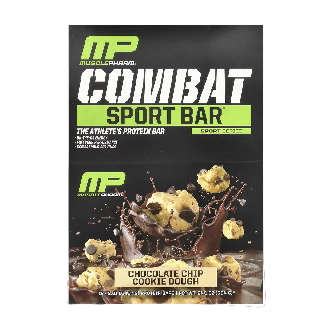 MusclePharm, Combat Sport Bar™, Chocolate Chip Cookie Dough, 12 Bars, 2.01 oz (57 g) Each