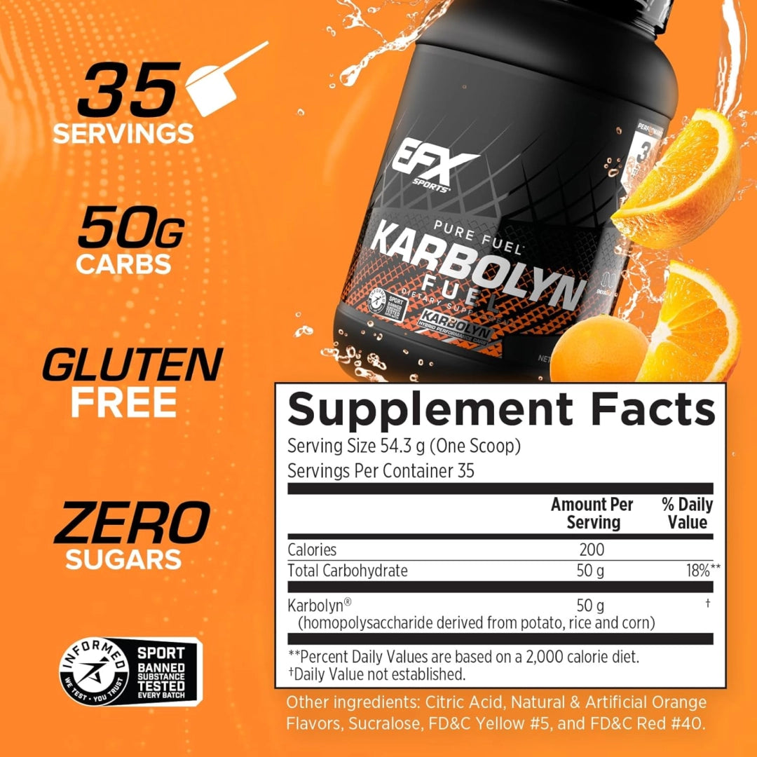 EFX Sports, Karbolyn® Fuel, Orange, 4 lb 4.8 oz (1,950 g)