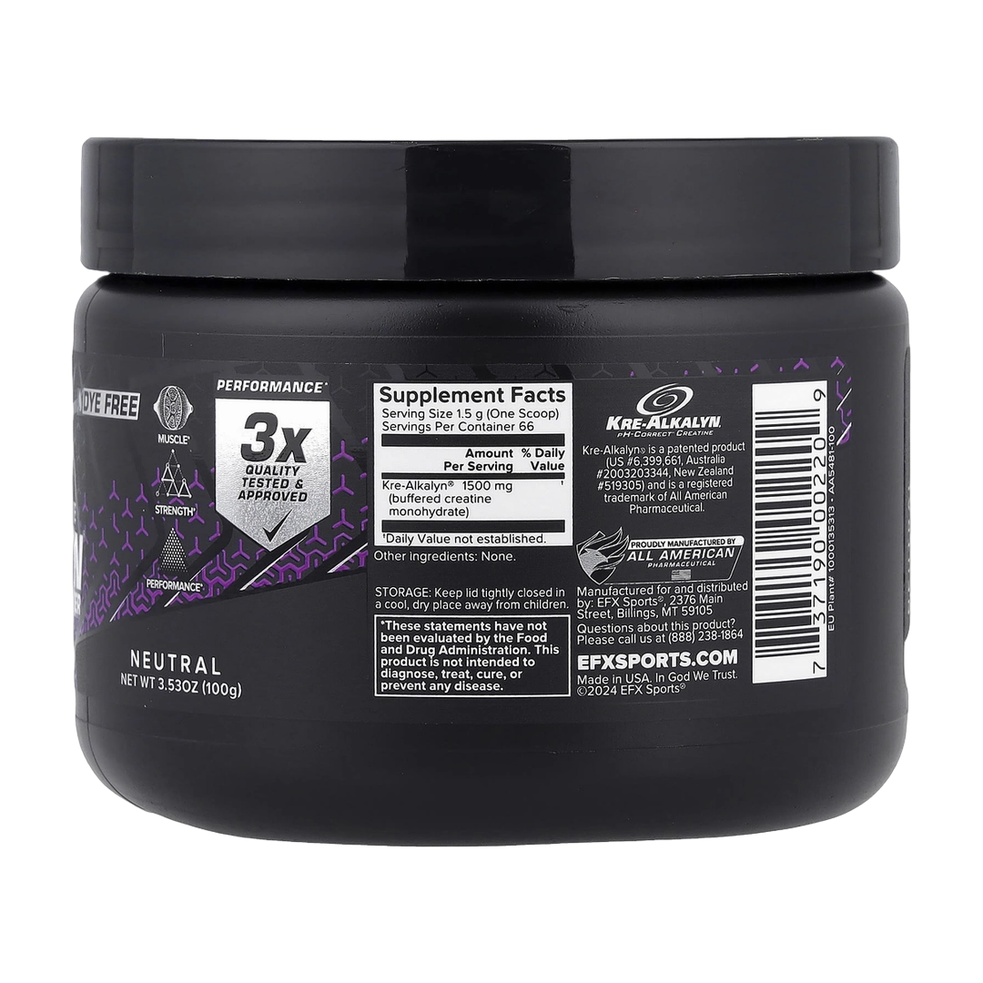 EFX Sports, pH-Correct® Creatine Monohydrate, Kre-Alkalyn EFX Powder, Neutral, 3.53 oz (100 g)