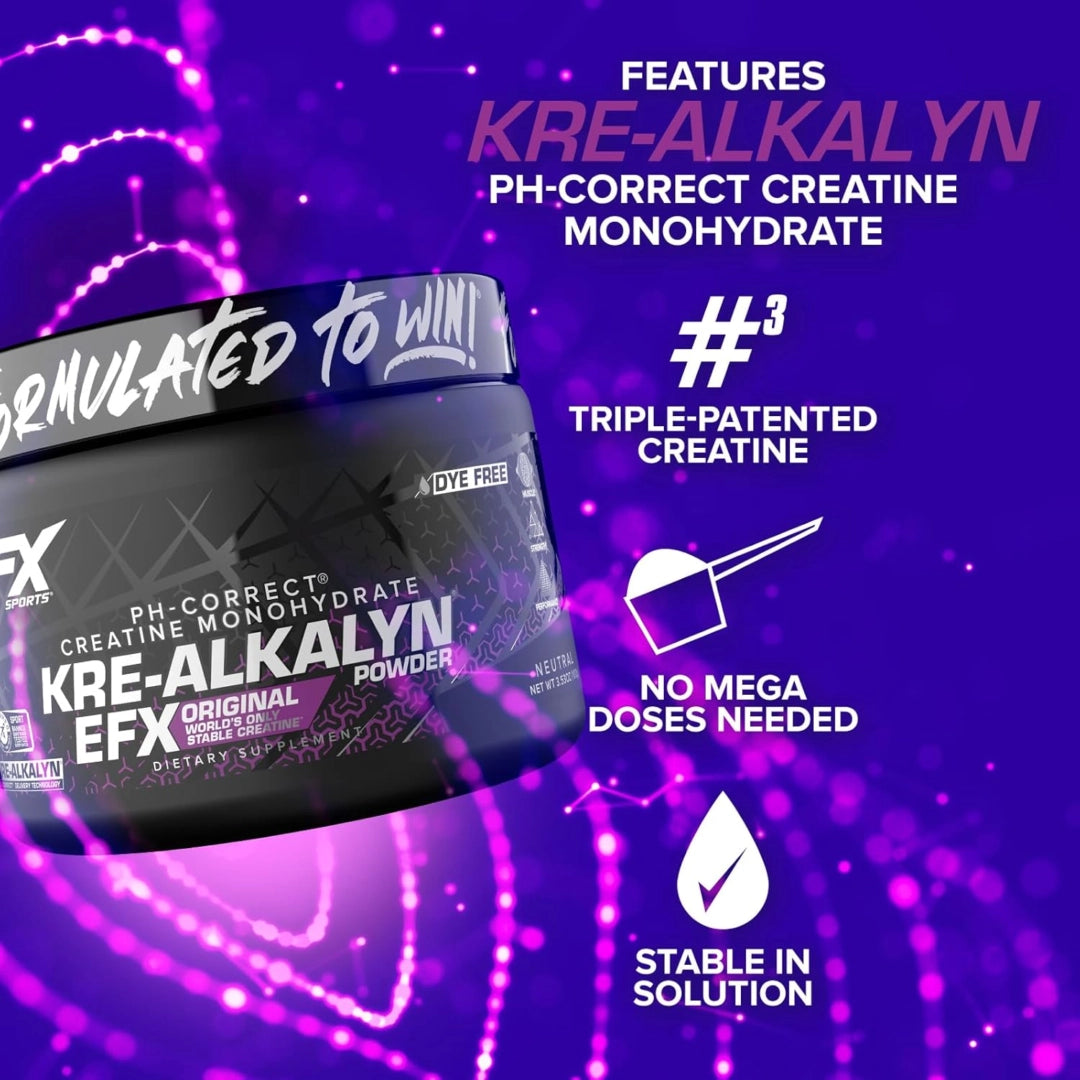 EFX Sports, pH-Correct® Creatine Monohydrate, Kre-Alkalyn EFX Powder, Neutral, 3.53 oz (100 g)
