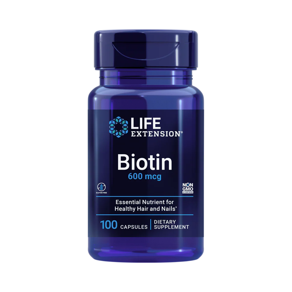 Life Extension, Biotin, 600 mcg, 100 Capsules front packaging view