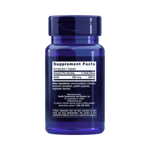 Life Extension, Biotin, 600 mcg, 100 Capsules