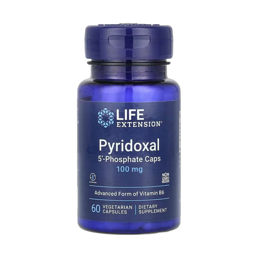 Life Extension, Pyridoxal 5'-Phosphate Caps, 100 mg, 60 Vegetarian Capsules front packaging view