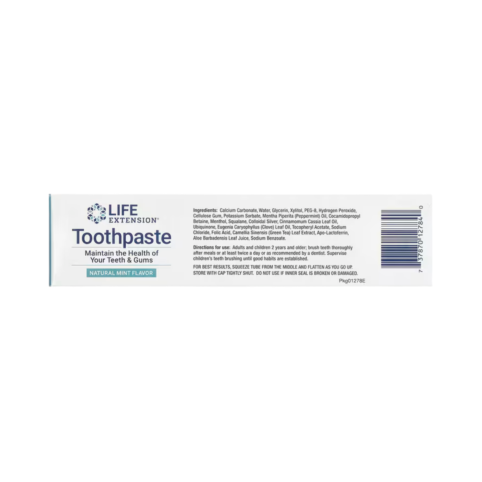 Life Extension, Fluoride-Free Toothpaste, Natural Mint, 4 oz, 113.4 g packaging side view
