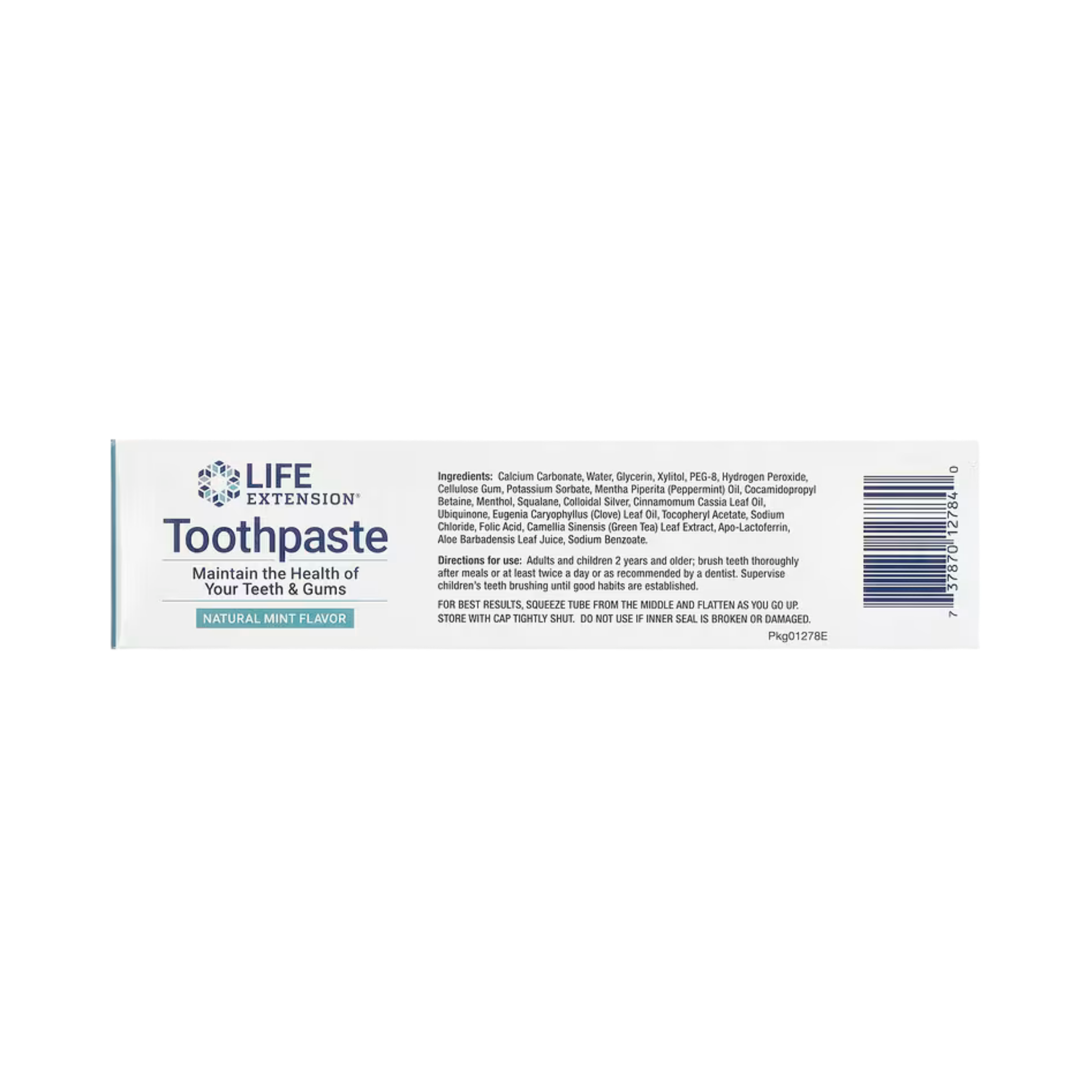 Life Extension, Fluoride-Free Toothpaste, Natural Mint, 4 oz, 113.4 g packaging side view