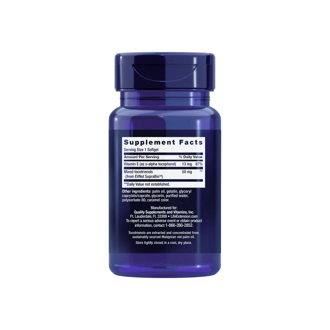 Life Extension, Super Absorbable Tocotrienols, 60 Softgels back packaging view