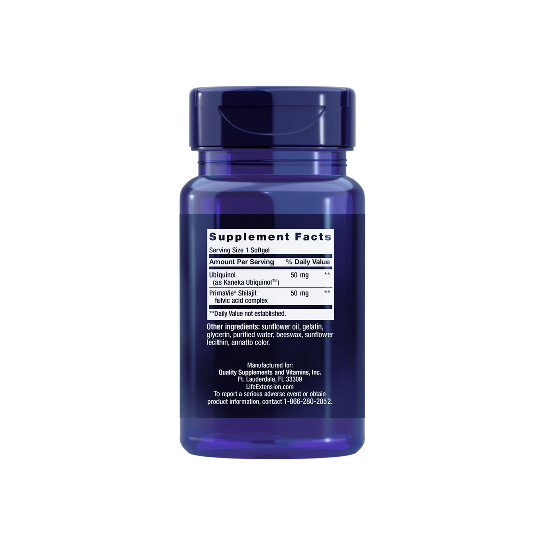Life Extension, Super Ubiquinol CoQ10 with Enhanced Mitochondrial Support, 30 Softgels back packaging view