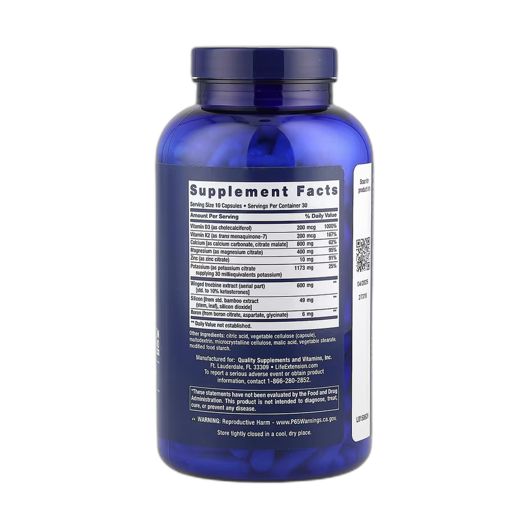 Life Extension, Dr. Strum's Intensive Bone Formula, 300 Capsules back packaging view
