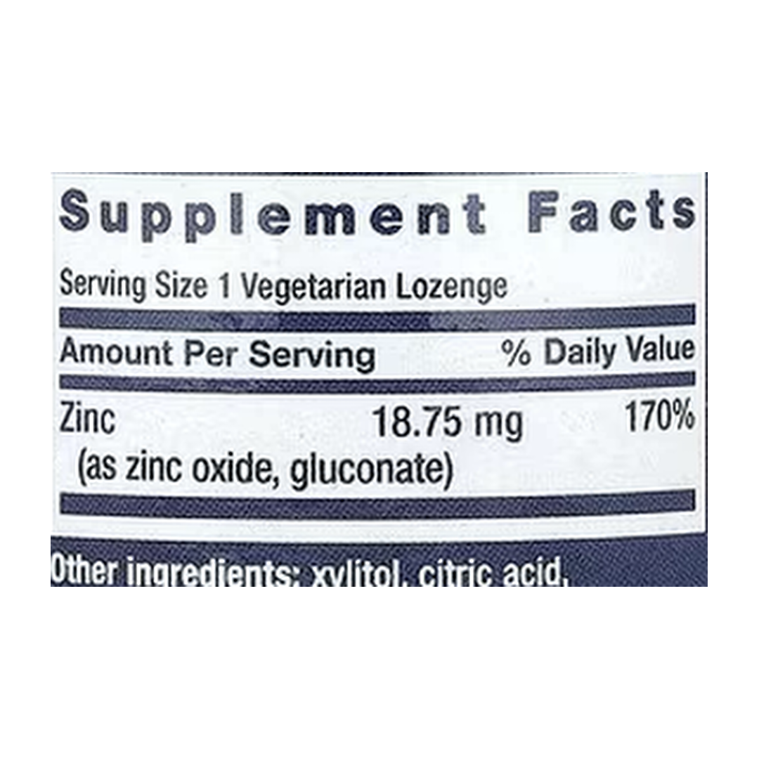 Life Extension, Zinc Lozenges, Citrus-Orange, 60 Vegetarian Lozenges supplement facts label showing ingredients, vitamins, minerals, and serving information