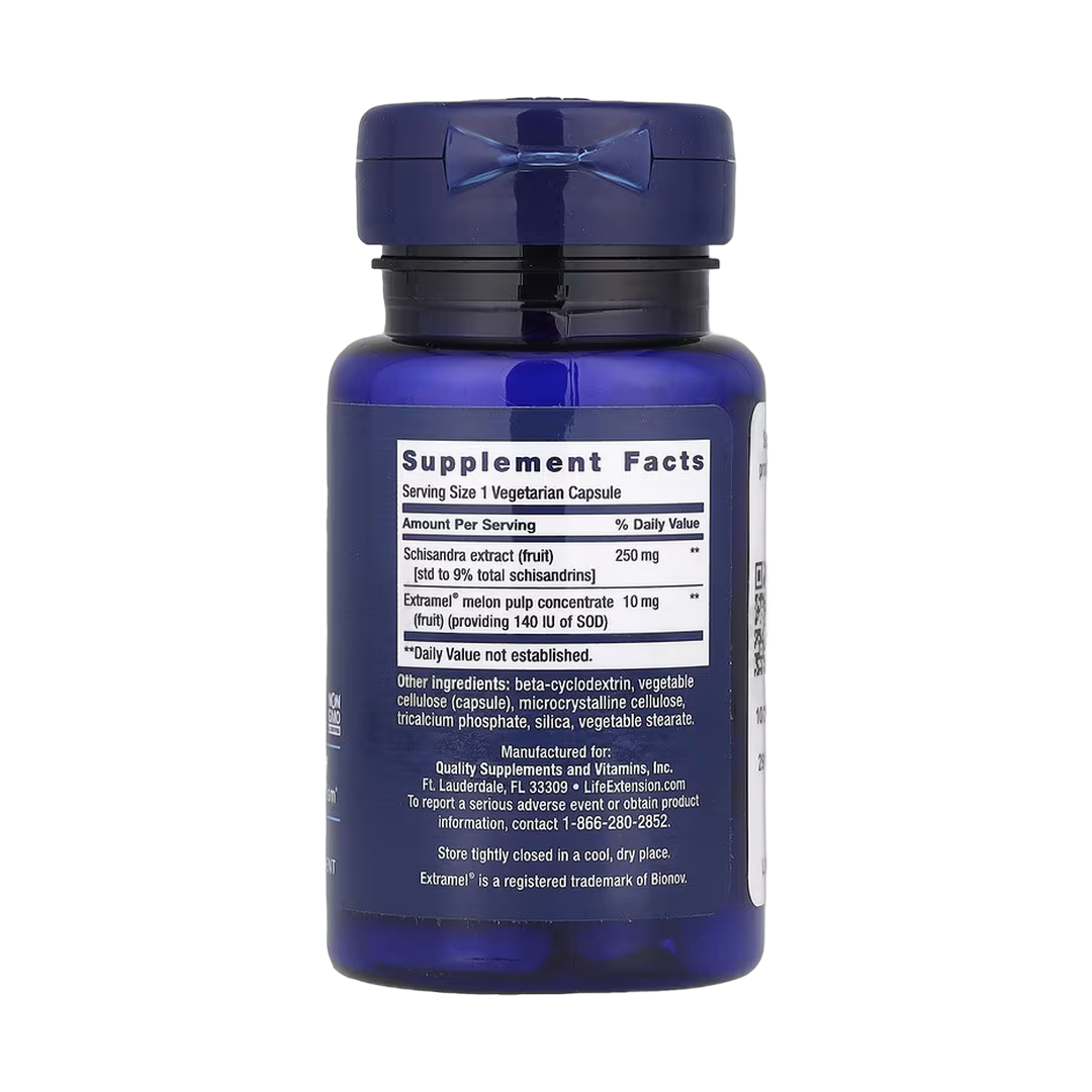 Life Extension, Liver Efficiency Formula, 30 Vegetarian Capsules back packaging view