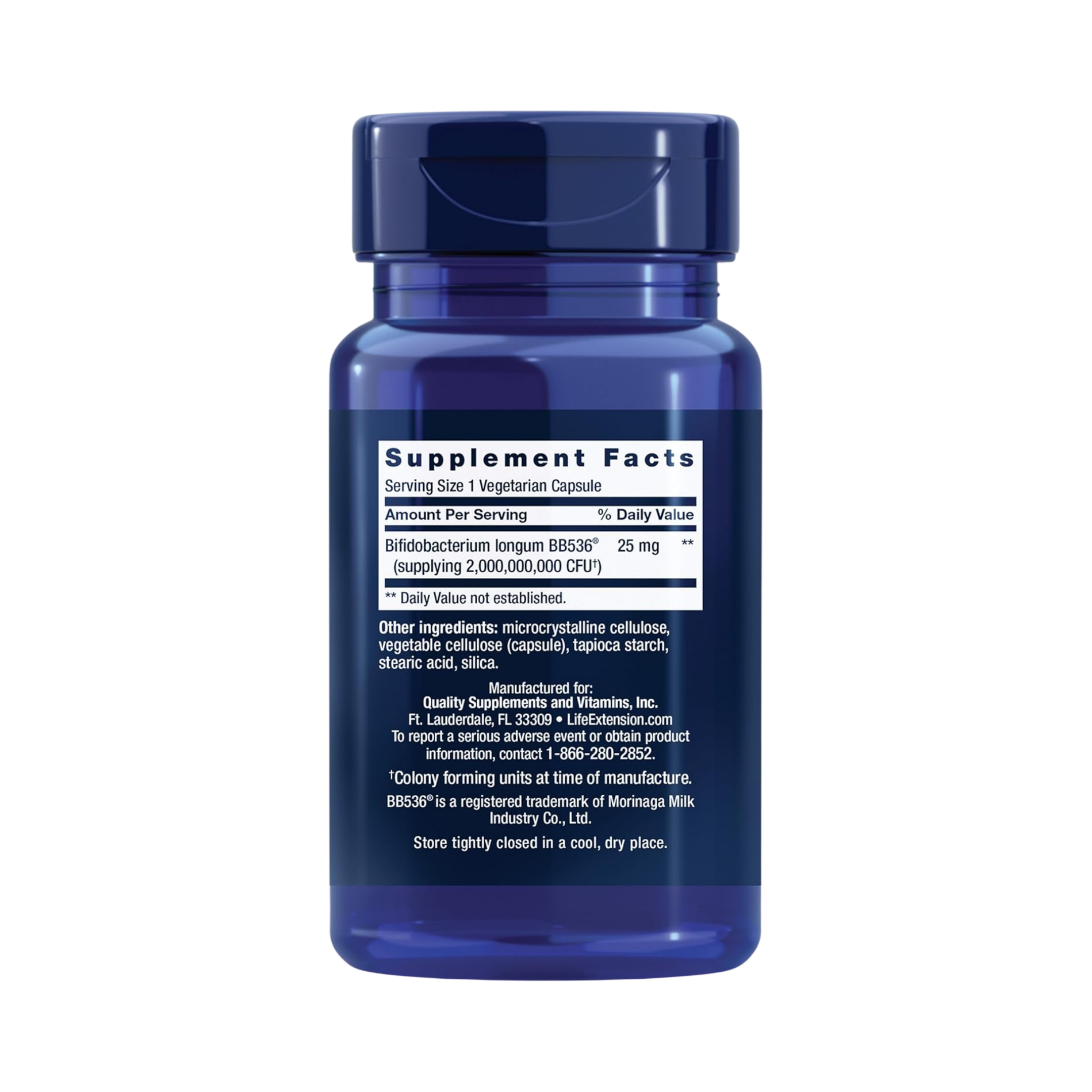 Life Extension Life Extention, Bifido GI Balance, 60 vegetarian Capsules back packaging view