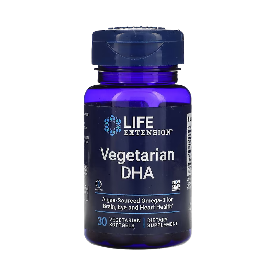 Life Extension, Vegetarian DHA, 30 Vegetarian Softgels front packaging view