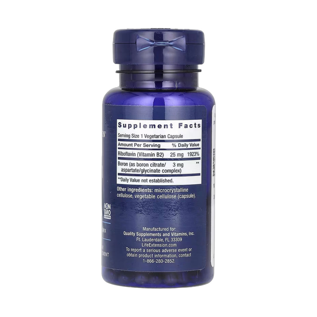 Life Extension, Boron, 3 mg, 100 Vegetarian Capsules back packaging view