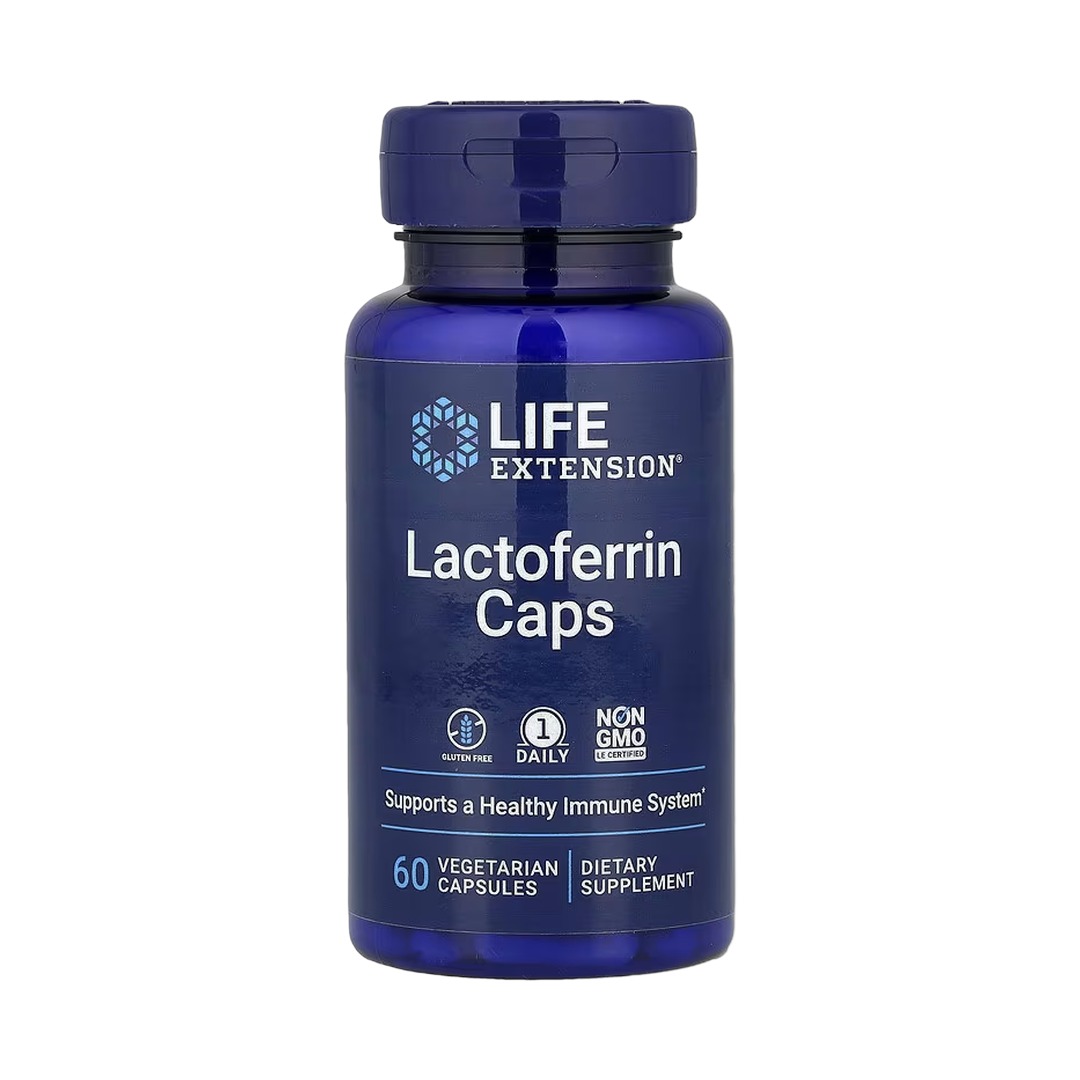 Life Extension, Lactoferrin Caps, 60 Vegetarian Capsules front packaging view