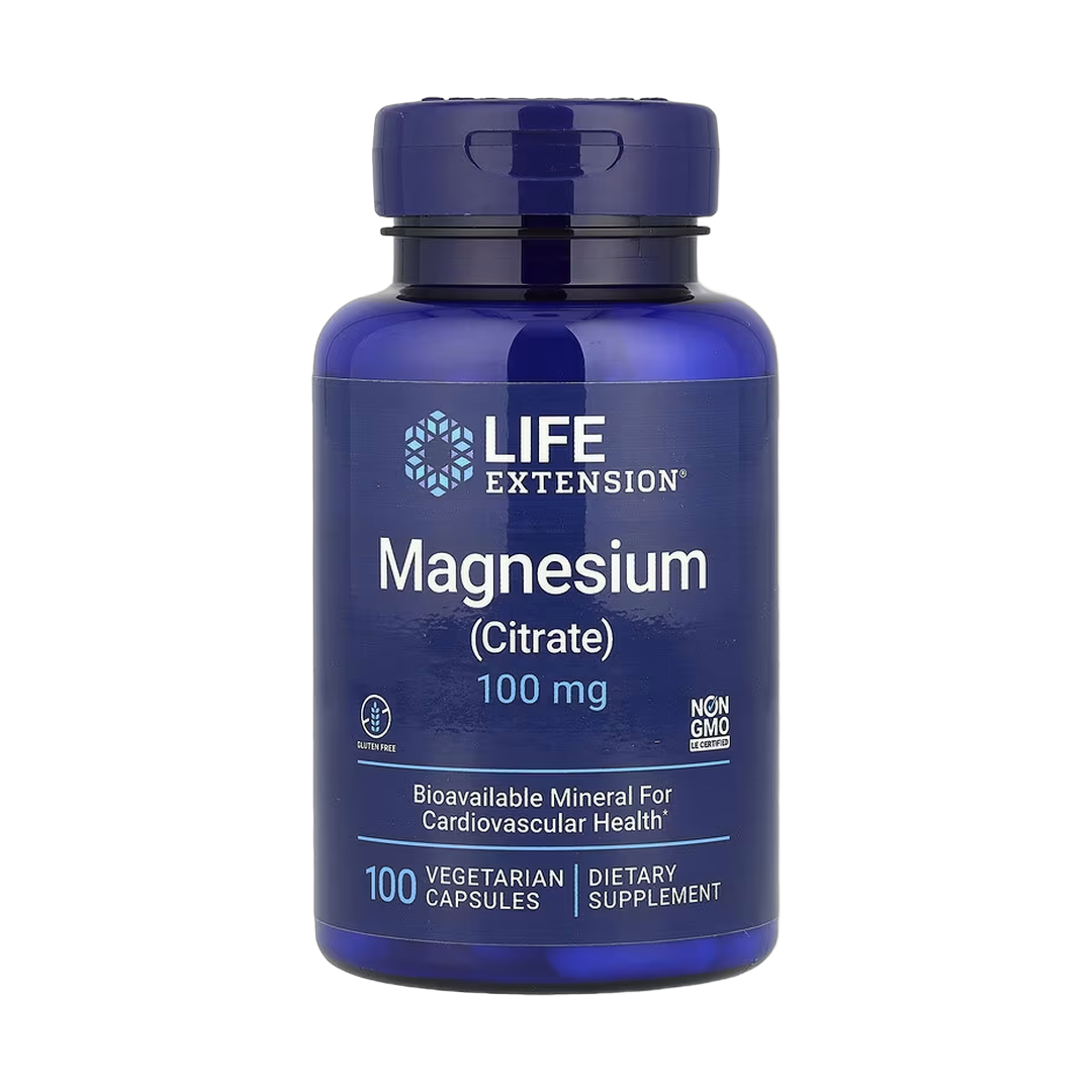 Life Extension, Magnesium (Citrate), 100 mg, 100 Vegetarian Capsules front packaging view