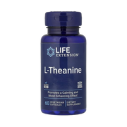 Life Extension, L-Theanine, 60 Vegetarian Capsules front packaging view