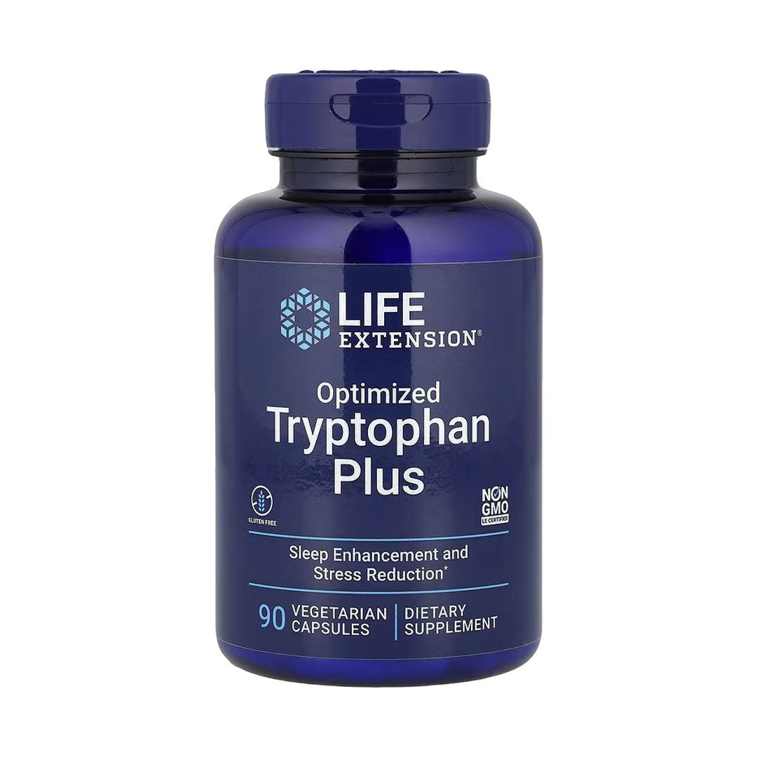 Life Extension, Optimized Tryptophan Plus, 90 Vegetarian Capsules front packaging view