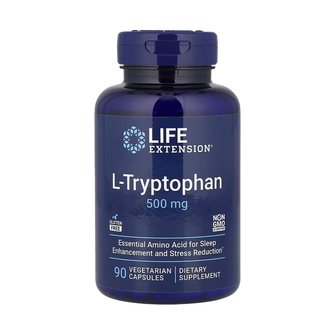 Life Extension, L-Tryptophan, 500 mg, 90 Vegetarian Capsules front packaging view